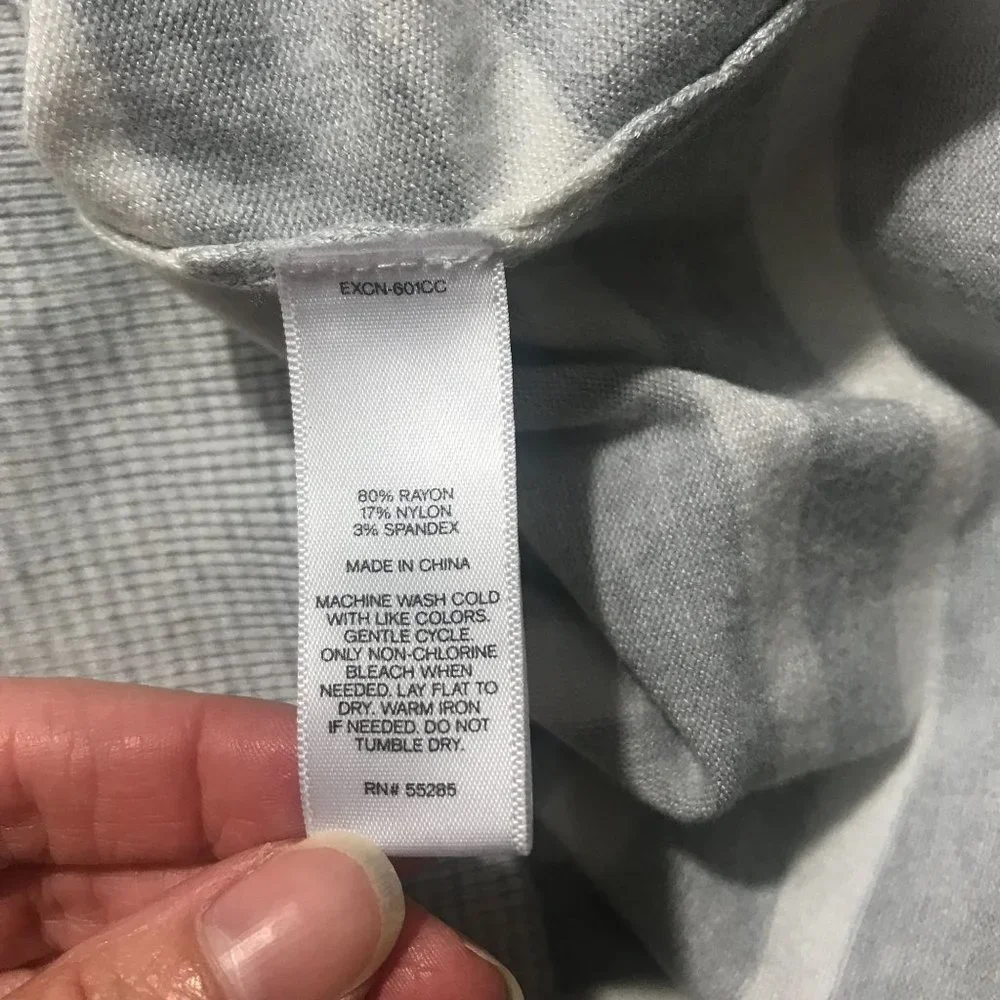 Express Women's XS Grey White Striped V Neck Cardigan Sweater Thin Knit Rhinesto